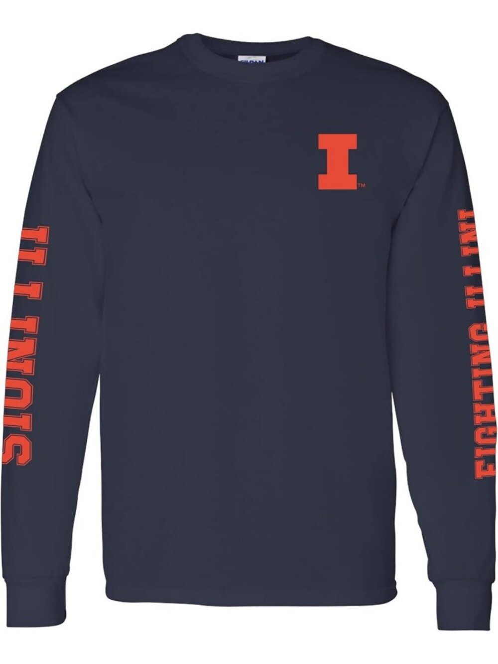 Illinois Graphic Long Sleeve Tee - Large - Navy Blue - Casual Wear, Comfortable